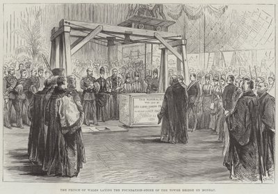 De prins van Wales legt de eerste steen van de Tower Bridge op maandag door English School