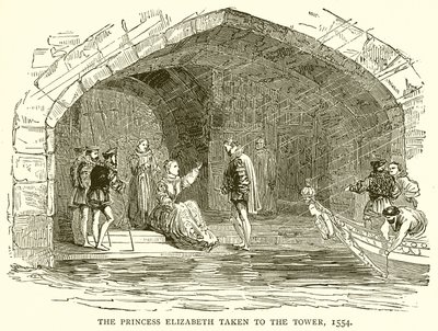De prinses Elizabeth naar de Tower gebracht, 1554 door English School