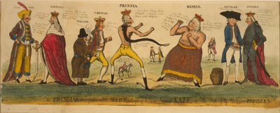 De Pruisische prijsvechter en zijn bondgenoten proberen keizerlijke Kate te temmen, of de toestand van de Europese beurzen, 1791 door English School