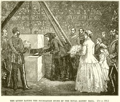 De Koningin legt de Eerste Steen van de Royal Albert Hall door English School
