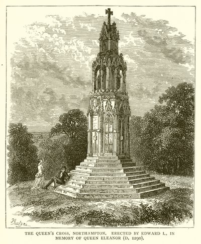 Het Kruis van de Koningin, Northampton. Opgericht door Eduard I ter Nagedachtenis aan Koningin Eleanor (gest. 1290) door English School