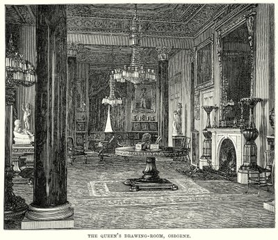 De tekenkamer van de koningin, Osborne (gravure) door English School