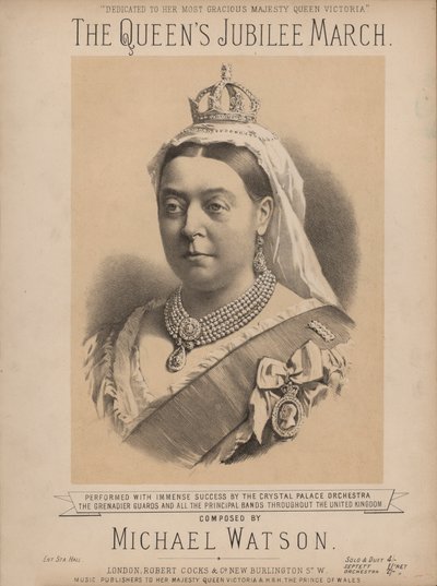 Jubileummars van de koningin - met portret van koningin Victoria door English School