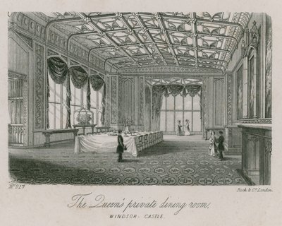 De privé-eetkamer van de koningin in Windsor Castle door English School