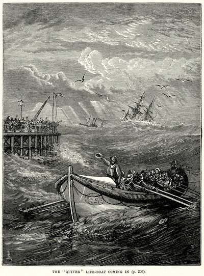 De "Quiver" reddingsboot komt binnen (gravure) door English School
