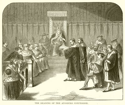 Het lezen van de Augsburgse Confessie door English School