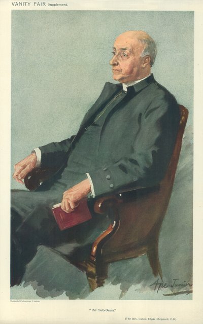 De Eerwaarde Kanunnik Edgar Sheppard, De onder-deken, 12 april 1911, Vanity Fair cartoon door English School