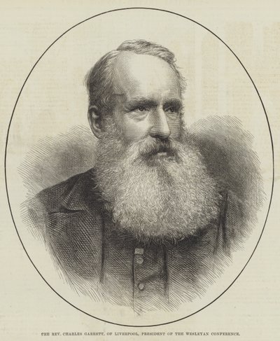 De Eerwaarde Charles Garrett, van Liverpool, Voorzitter van de Wesleyan Conference (gravure) door English School