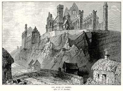De rots van Cashel (gravure) door English School