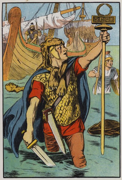 De Romeinse soldaten landen in Groot-Brittannië door English School