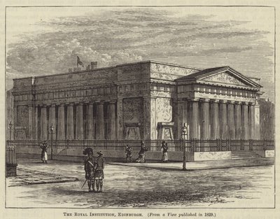 Het Koninklijk Instituut, Edinburgh (gravure) door English School