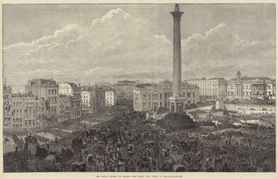 De koninklijke troepenparade uit Egypte, de scène op Trafalgar Square door English School