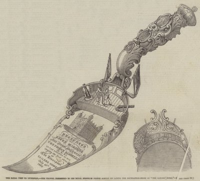 Het Koninklijk Bezoek aan Liverpool, de Troffel gepresenteerd aan Zijne Koninklijke Hoogheid Prins Albert bij het leggen van de Eerste Steen van "Het Zeemanshuis" door English School