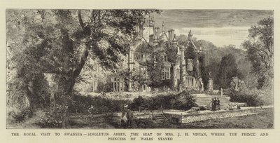 Het Koninklijk Bezoek aan Swansea, Singleton Abbey, het Huis van Mevrouw J H Vivian, waar de Prins en Prinses van Wales verbleven door English School
