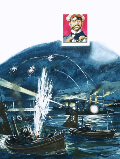 De Russische strijdkrachten verwarren een Britse vissersvloot met binnenvallende Japanse vaartuigen in 1904 door English School