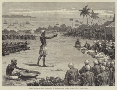 De zeemansprinsen op de Fiji-eilanden, bezwering van de Yangona, of Kava-kom door English School