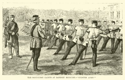 De Sandhurst Cadetten bij Bajonet Oefening door English School