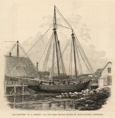 De Schooner E A Horton uit Britse wateren gehaald door vissers uit Massachusetts door English School