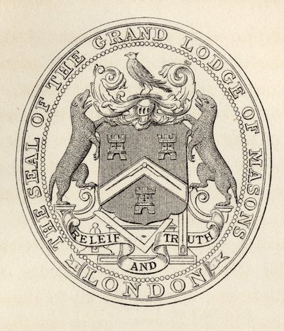 Het zegel van de Grand Lodge of Masons, Londen, voor 1813, uit 