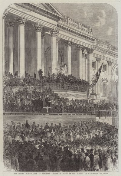 De Tweede Inauguratie van President Lincoln voor het Capitool in Washington door English School