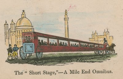 De Korte Rit - een Mile End omnibus; cartoon door English School
