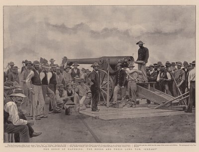 Het beleg van Mafeking, de Boeren en hun Long Tom, "Creaky" (litho) door English School