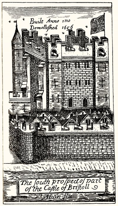 Het zuidelijke uitzicht van een deel van het kasteel van Bristoll, pub. 1893 door English School