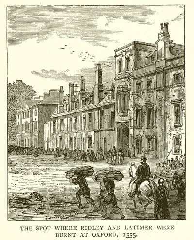 De Plaats waar Ridley en Latimer werden Verbrand in Oxford, 1555 door English School