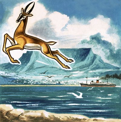 De Springbok, embleem van Zuid-Afrika door English School