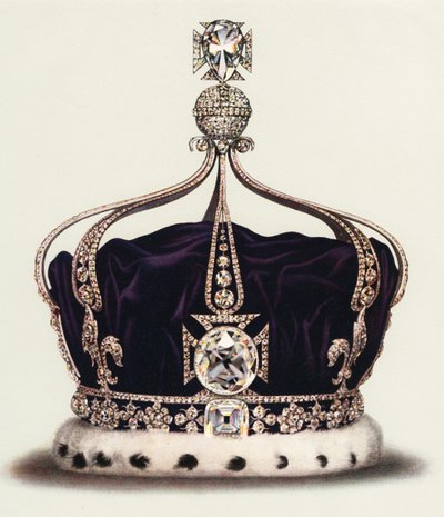 De staatskroon van koningin Mary uit de kroonjuwelen van Engeland door English School