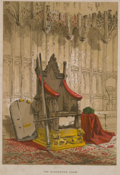 De Steen van Scone in de Kroningsstoel door English School