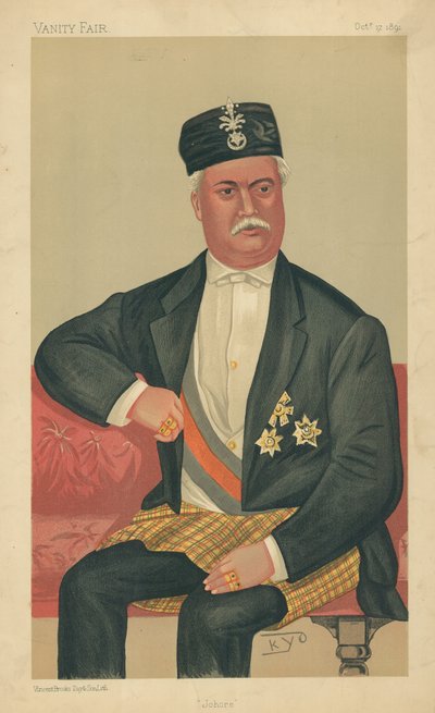 De Sultan van Johore, Johore, 17 oktober 1891, Vanity Fair cartoon door English School