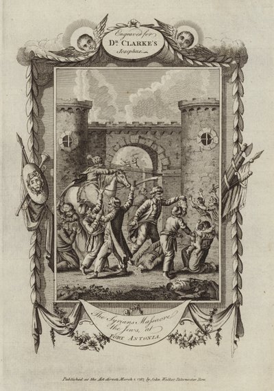 De Syriërs vermoorden de Joden in Fort Antonia (gravure) door English School