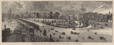 De Thames Embankment, Whitehall, met de grond geclaimd door de regering door English School