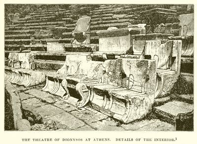 Het Theater van Dionysos in Athene (Details van het interieur) door English School