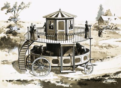 De loopbandbus, uitgevonden in 1824 door William Francis Snowdon door English School