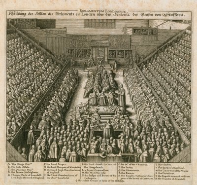 De rechtszaak van de graaf van Strafford door English School