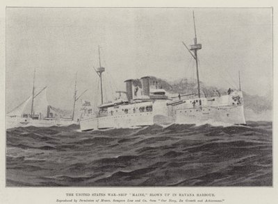 Het Oorlogsschip van de Verenigde Staten "Maine," opgeblazen in de Haven van Havana door English School