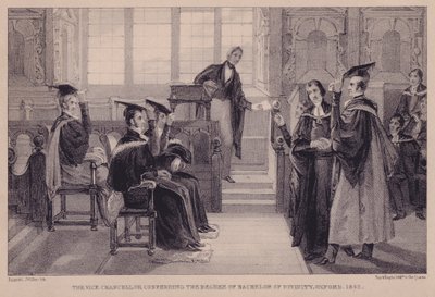De vicekanselier verleent de graad van Bachelor of Divinity, Oxford, 1842 door English School
