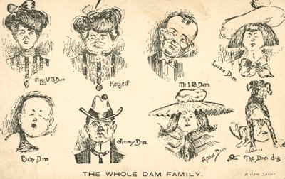 De hele Dam familie (litho) door English School