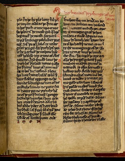 De wohunge van ure Lauerd, Cotton MS Titus D XVIII, f.127r door English School