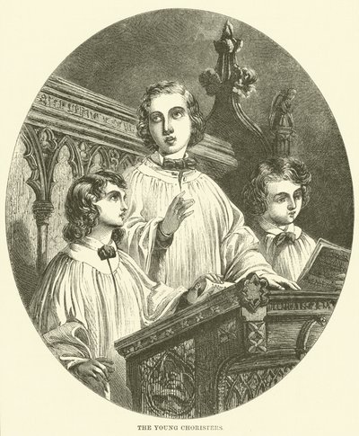 De jonge koorzangers (gravure) door English School