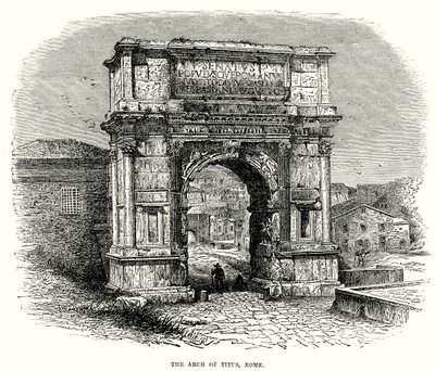De boog van Titus, Rome (gravure) door English School