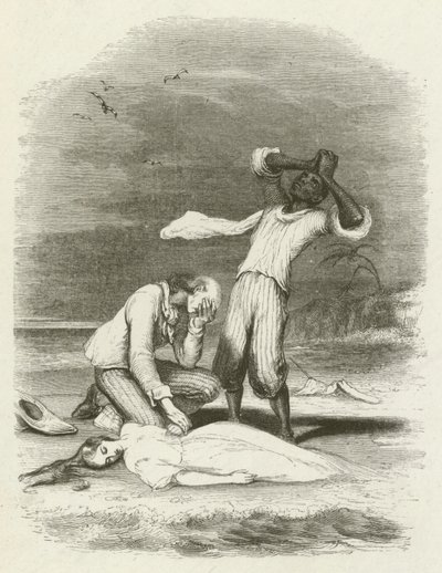 Het lichaam van Virginia gevonden in het zand door English School