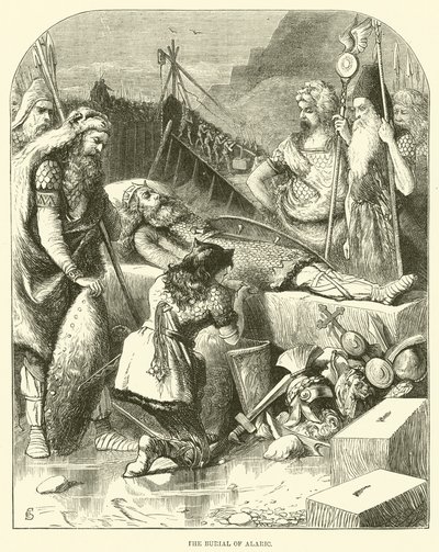 De begrafenis van Alaric (gravure) door English School