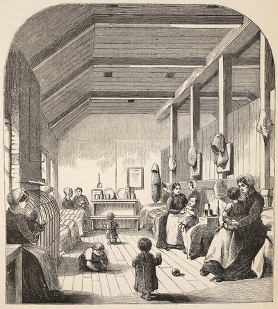 De crèche voor veroordeelden in Brixton, illustratie uit The Criminal Prisons of London and Scenes from Prison Life door Henry Mayhew en John Binny, uitgegeven in 1862 door English School