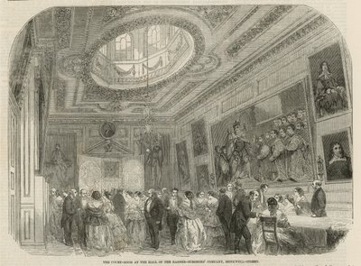 De rechtszaal in de hal van de Barber-Surgeons Company, Monkwell Street, Londen door English School