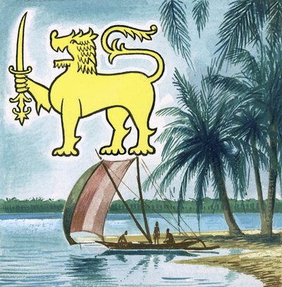 Het embleem van Ceylon door English School