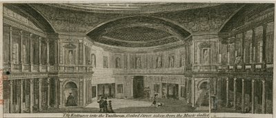 De ingang van het Pantheon, Oxford Street, Londen, genomen vanaf de muziekgallerij door English School