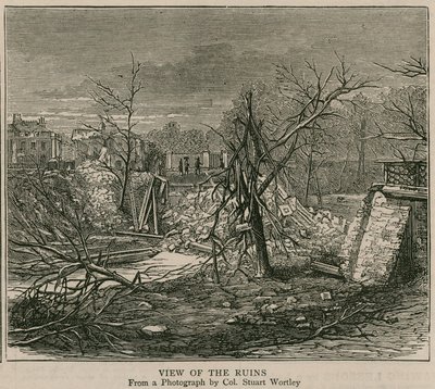 De explosie op het Regents Canal; Uitzicht op de ruïnes door English School